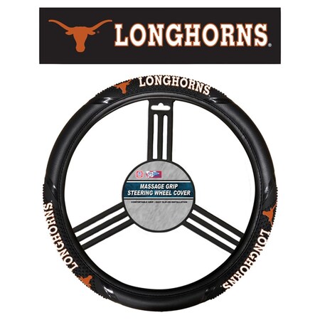 Fremont Die Consumer Products Inc Fremont Die 2324556667 NCAA Texas Longhorns Steering Wheel Cover - Massage Grip Style 2324556667